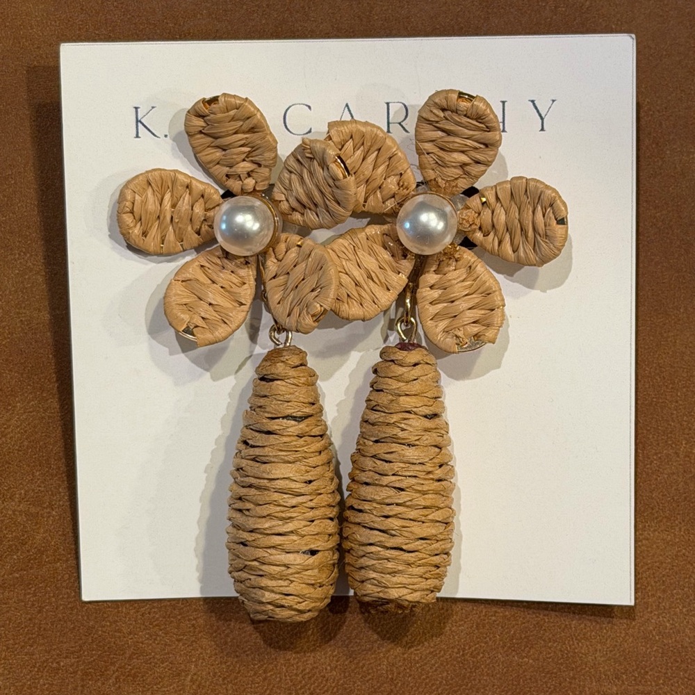 Woven Floral Drop Earrings with Pearls